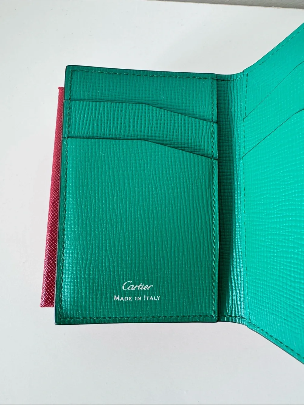 Cartier Losange, 4 Credit Card Holder in Green Grained Calfskin, Leather